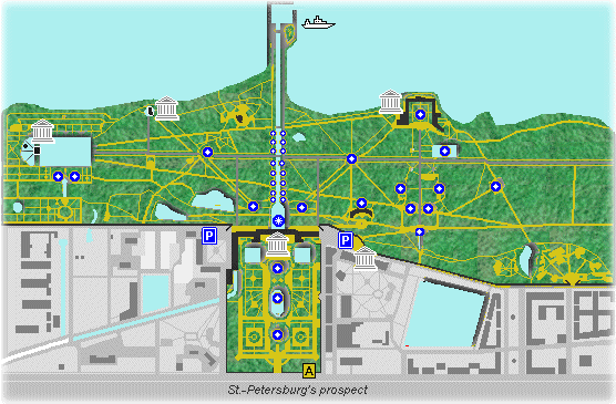 Карта парка петергофа с достопримечательностями